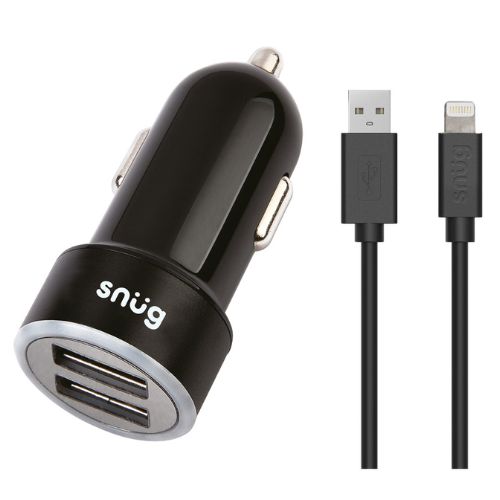 Snug Car Juice 3.4A Dual USB Charger with Lightning Cable - MTN Deals